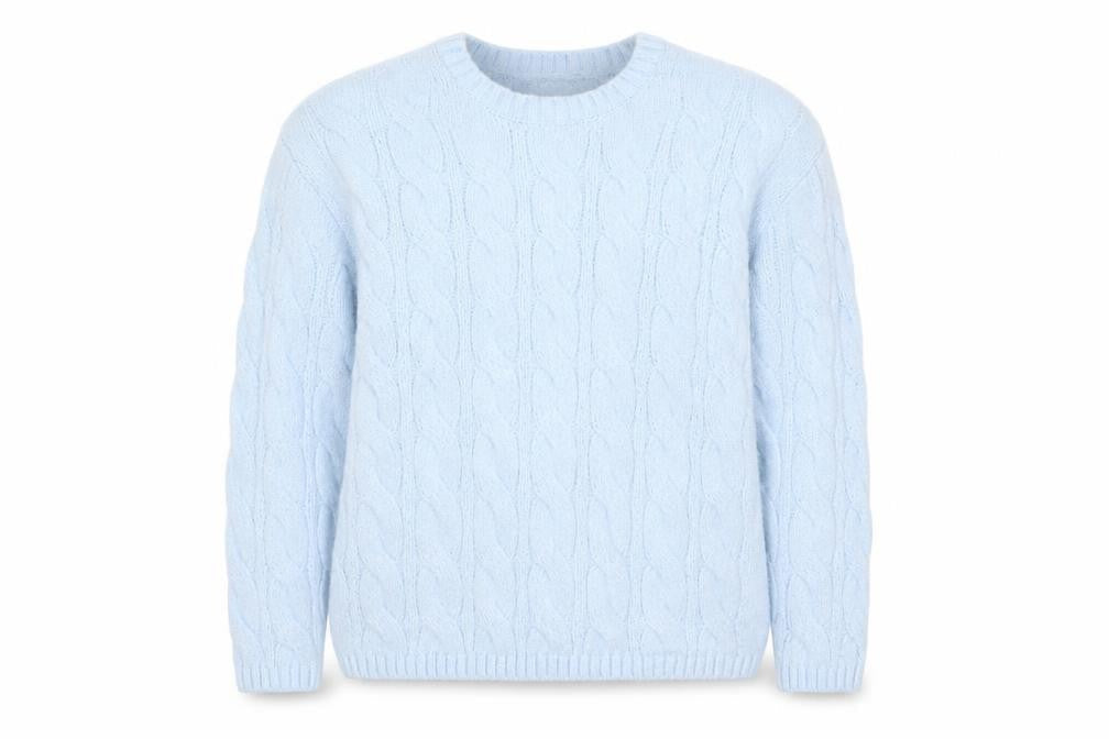 Marks & Spencer Women's Blue M Cable-Knit Crew Neck Pullover Jumper