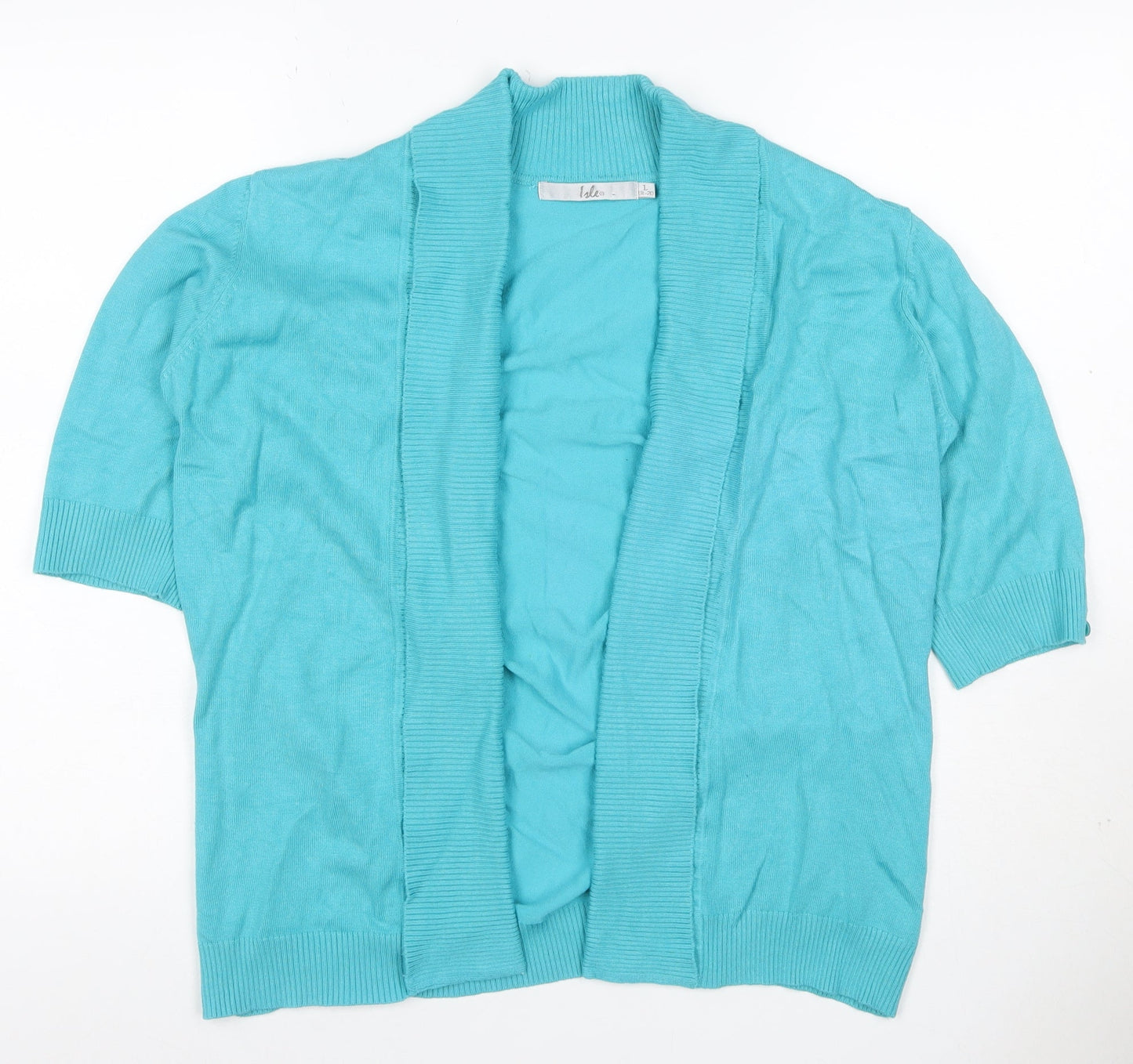 Isle Women Blue Open Knit Cardigan 3/4 Sleeve Size 18