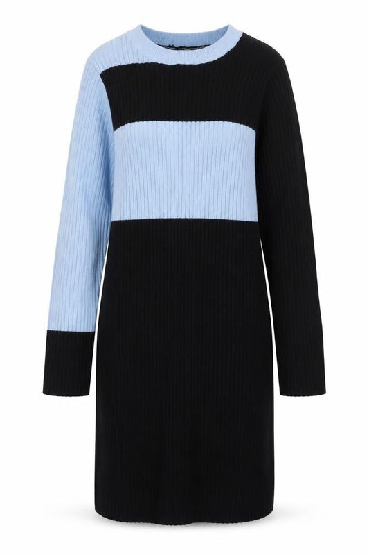 ASOS Women Black Blue UK 8 Colourblock Ribbed Midi Jumper Dress