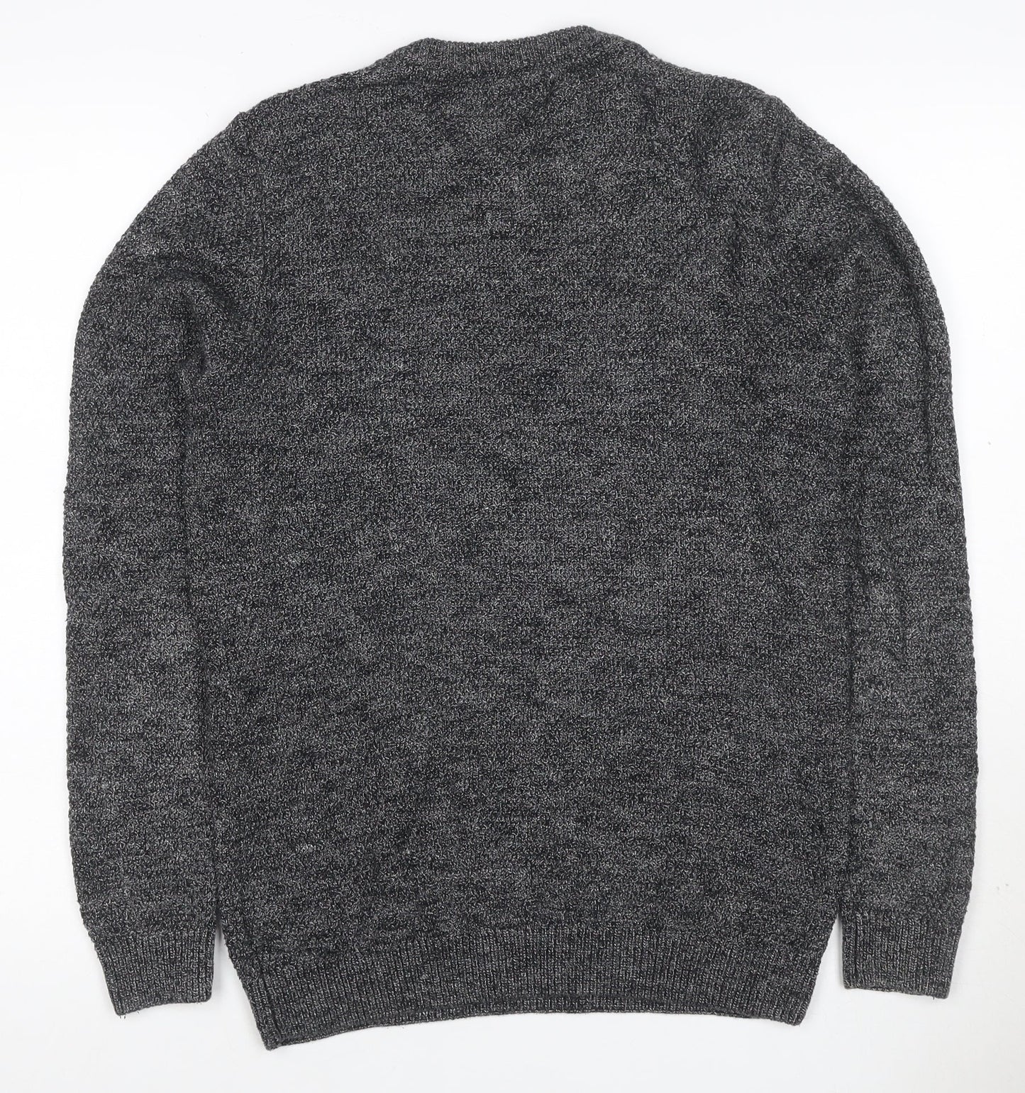 Next Men’s Grey Marl Chunky Knit Crew Neck Pullover Jumper Size S
