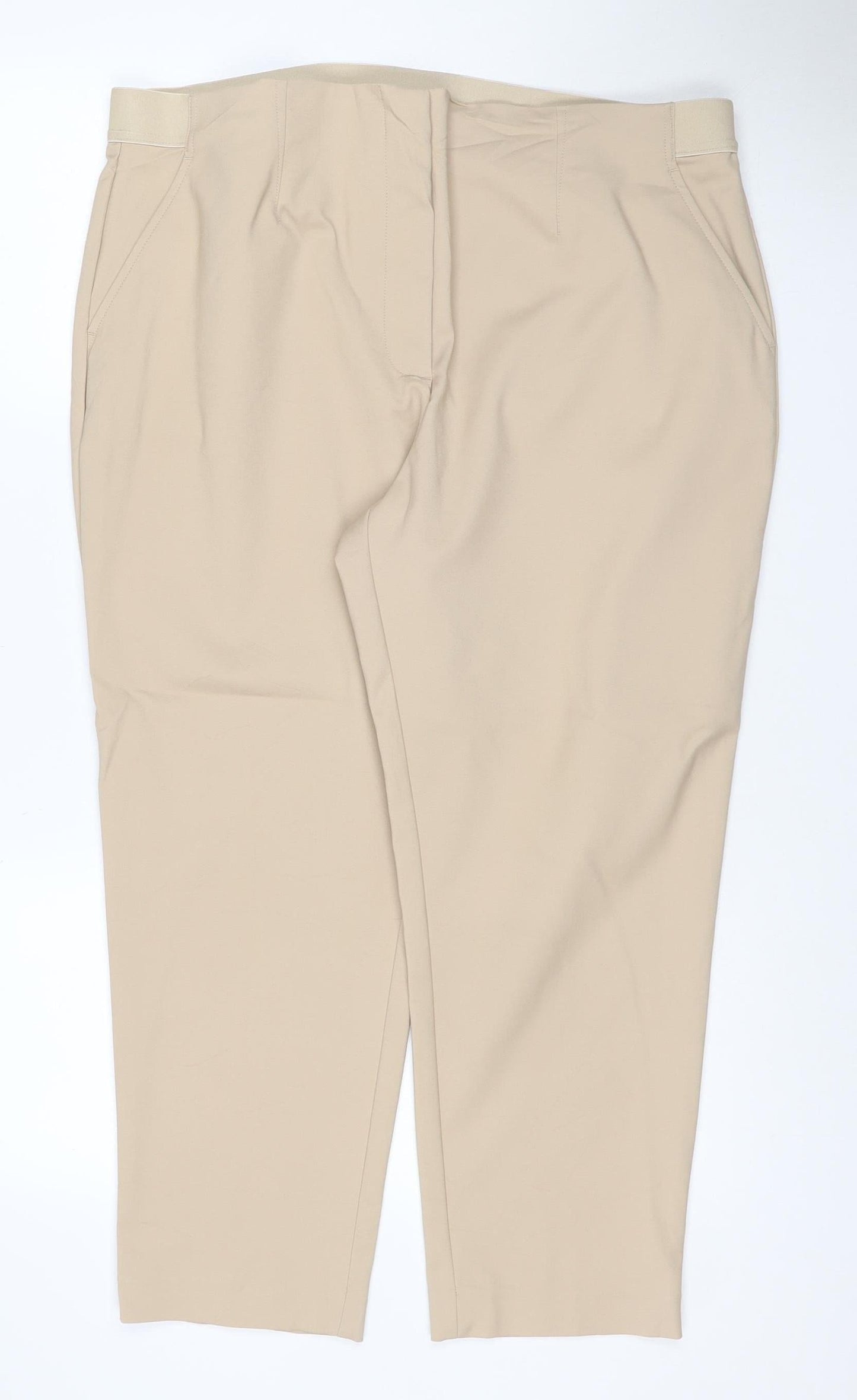 Marks and Spencer Women Beige Size 20 Stretch Pull-On Straight Trousers