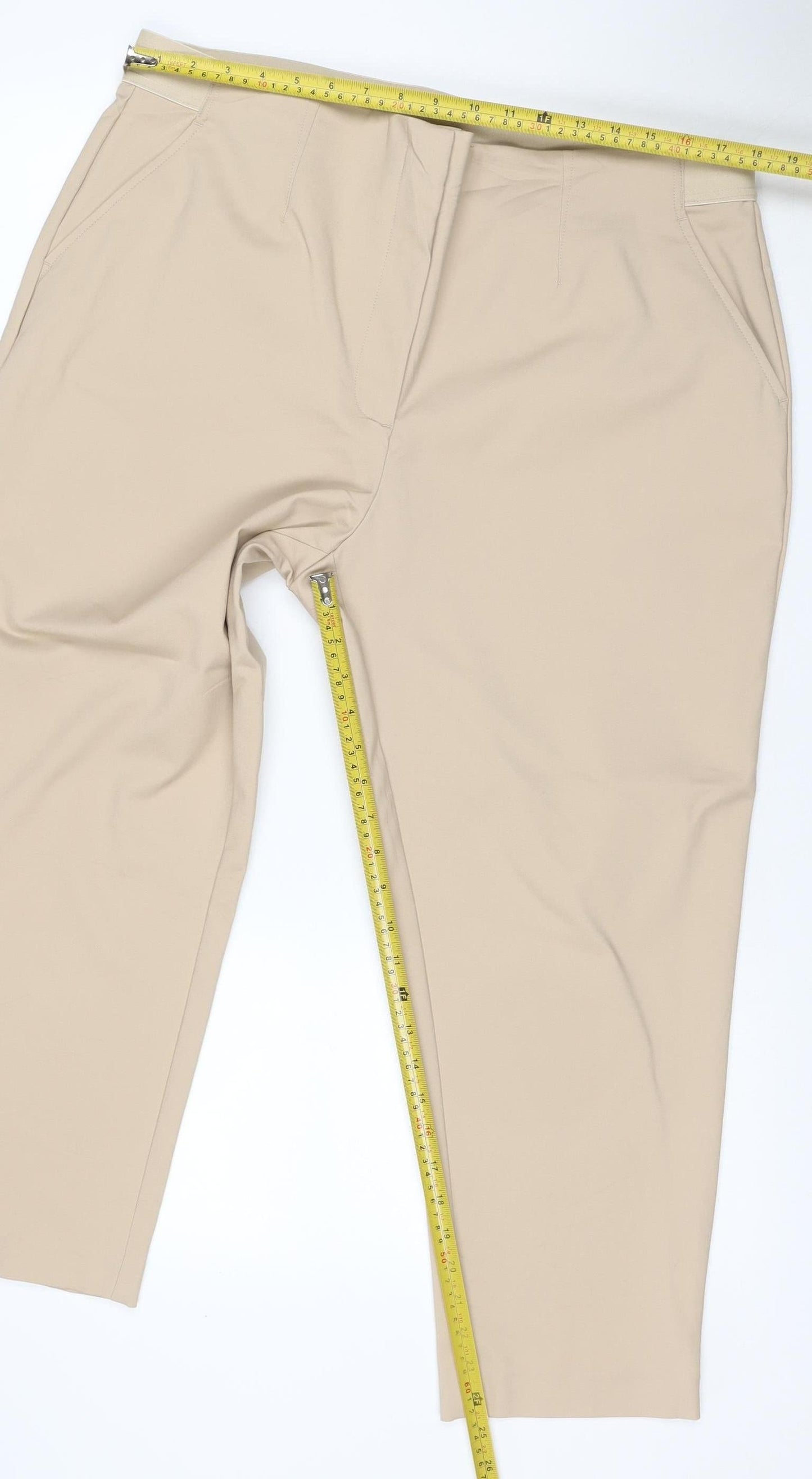 Marks and Spencer Women Beige Size 20 Stretch Pull-On Straight Trousers