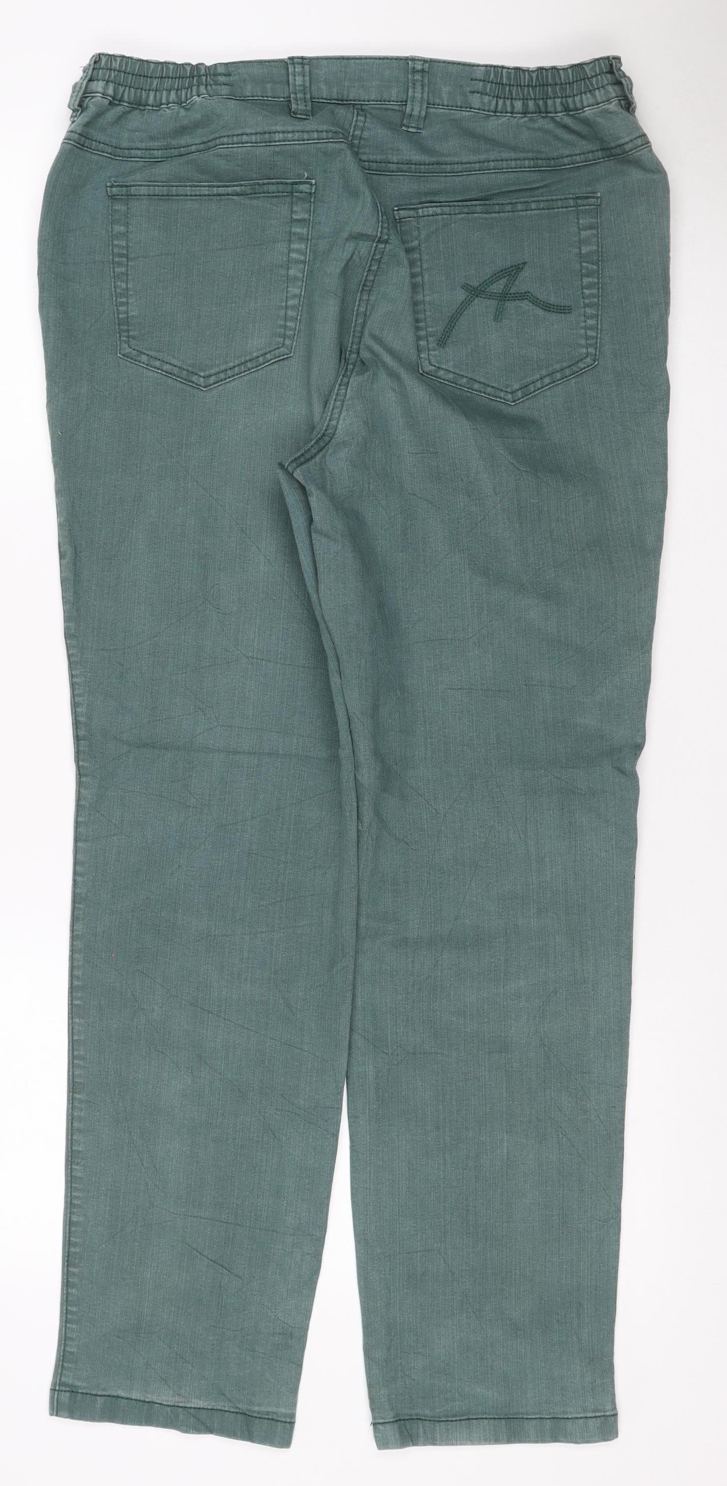 Adelina by Schneiter Women's Green Cropped Trousers UK 16 Petite Stretch