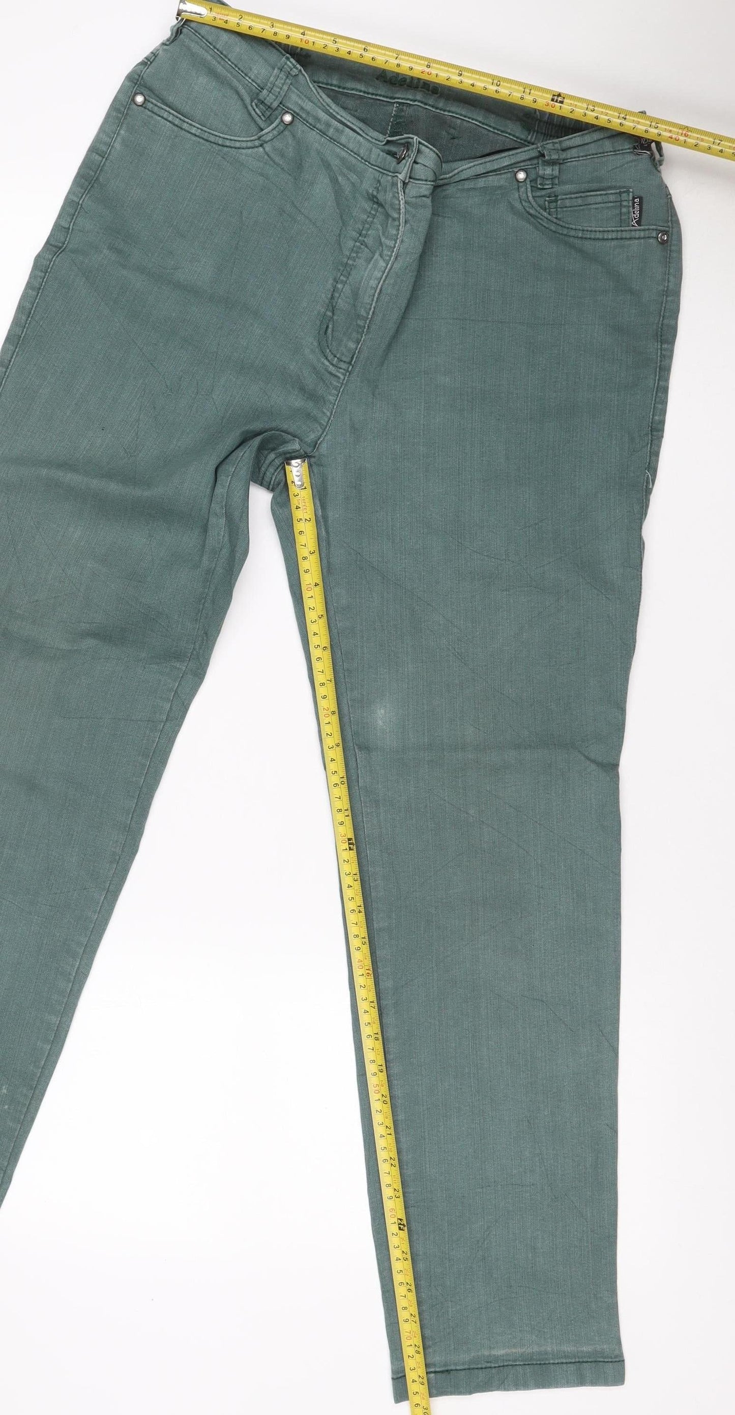 Adelina by Schneiter Women's Green Cropped Trousers UK 16 Petite Stretch