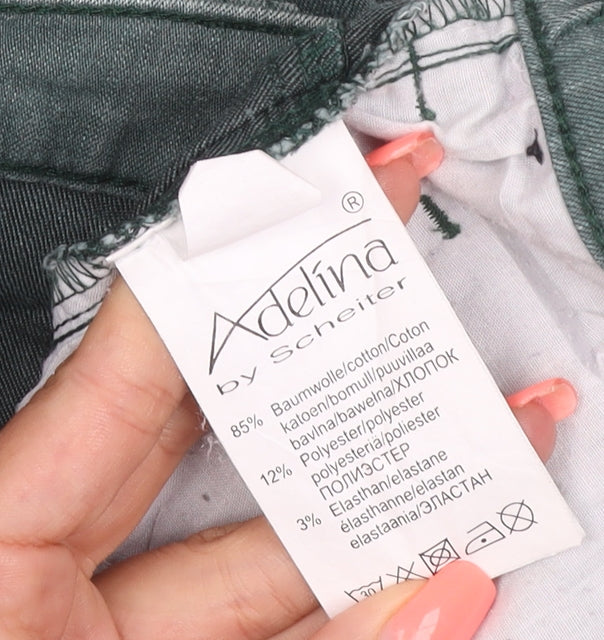 Adelina by Schneiter Women's Green Cropped Trousers UK 16 Petite Stretch