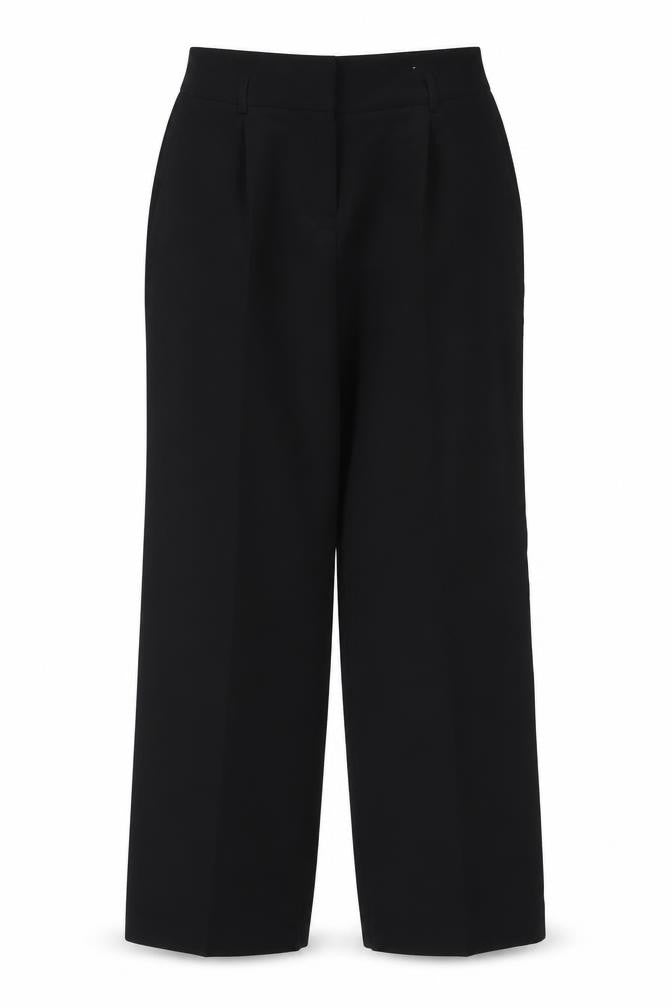 Front view of Dorothy Perkins Women Black UK 12 Wide Leg Tailored Dress Trousers