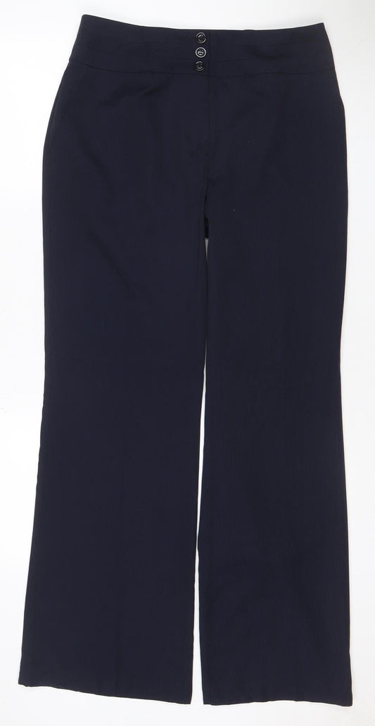 Marks & Spencer Women Black UK 12 Long Wide-Leg Tailored Trousers