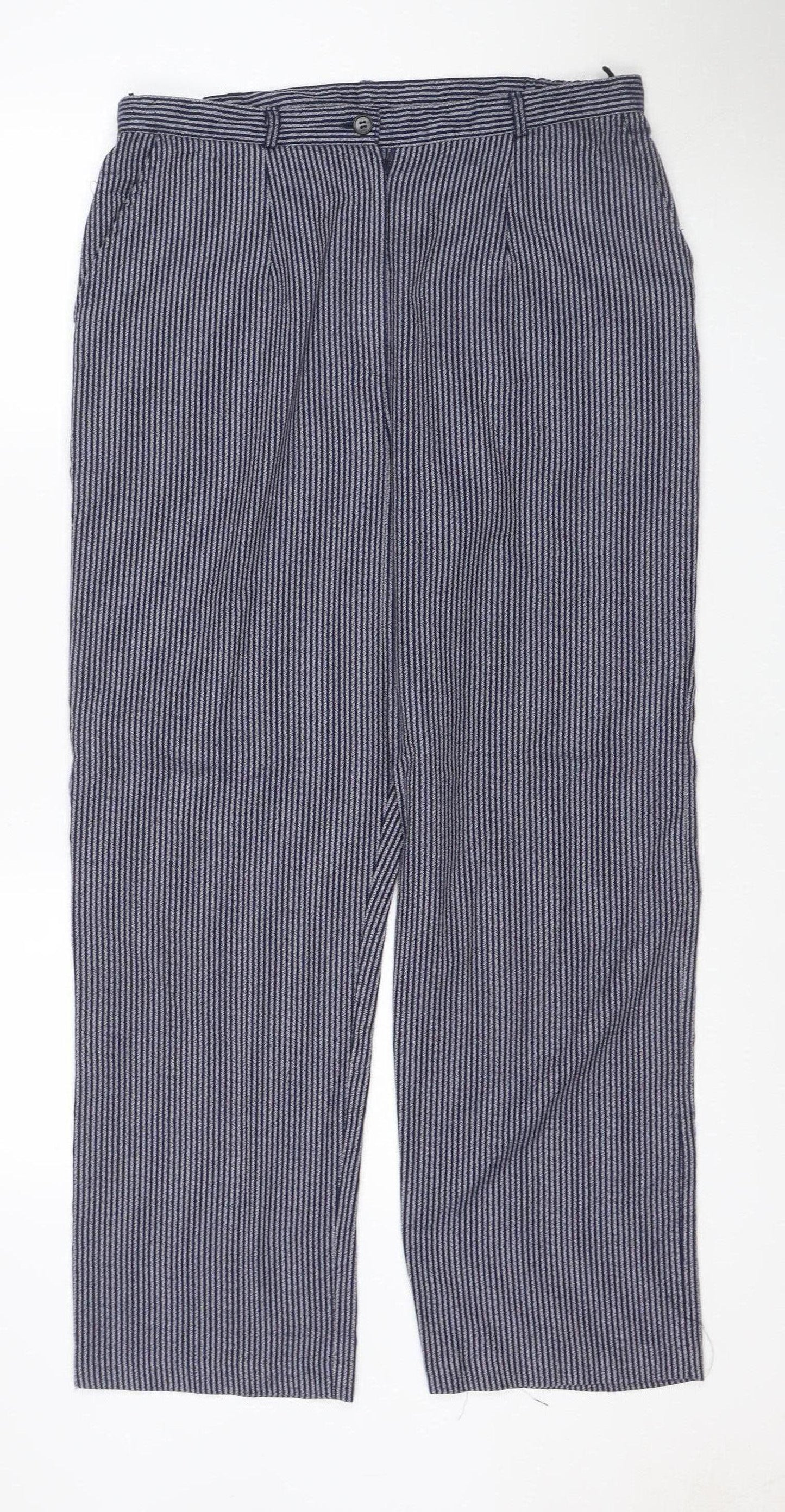 Country Collection Women’s Blue Stripe Trousers UK 16 30L Straight Leg