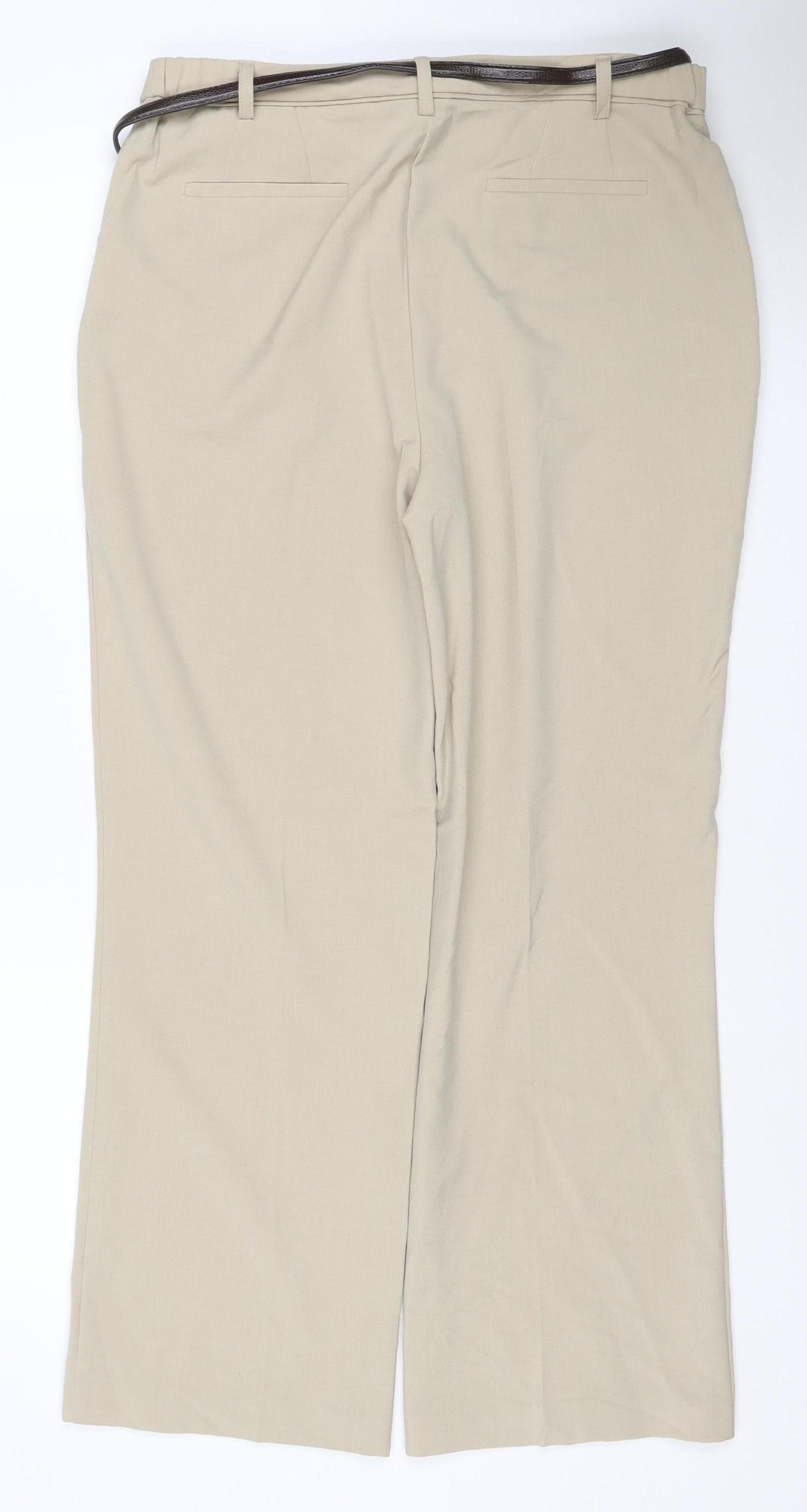 Maine New England Women Beige UK 14R Tailored Straight Trousers Belt