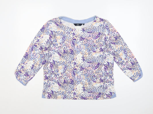 Isle Essentials Women Multicoloured Floral Cotton Jersey Top UK 14