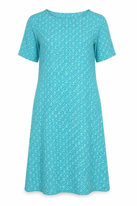 Cotton Traders Women Blue UK 12 Floral Maxi Jersey Stretch Dress