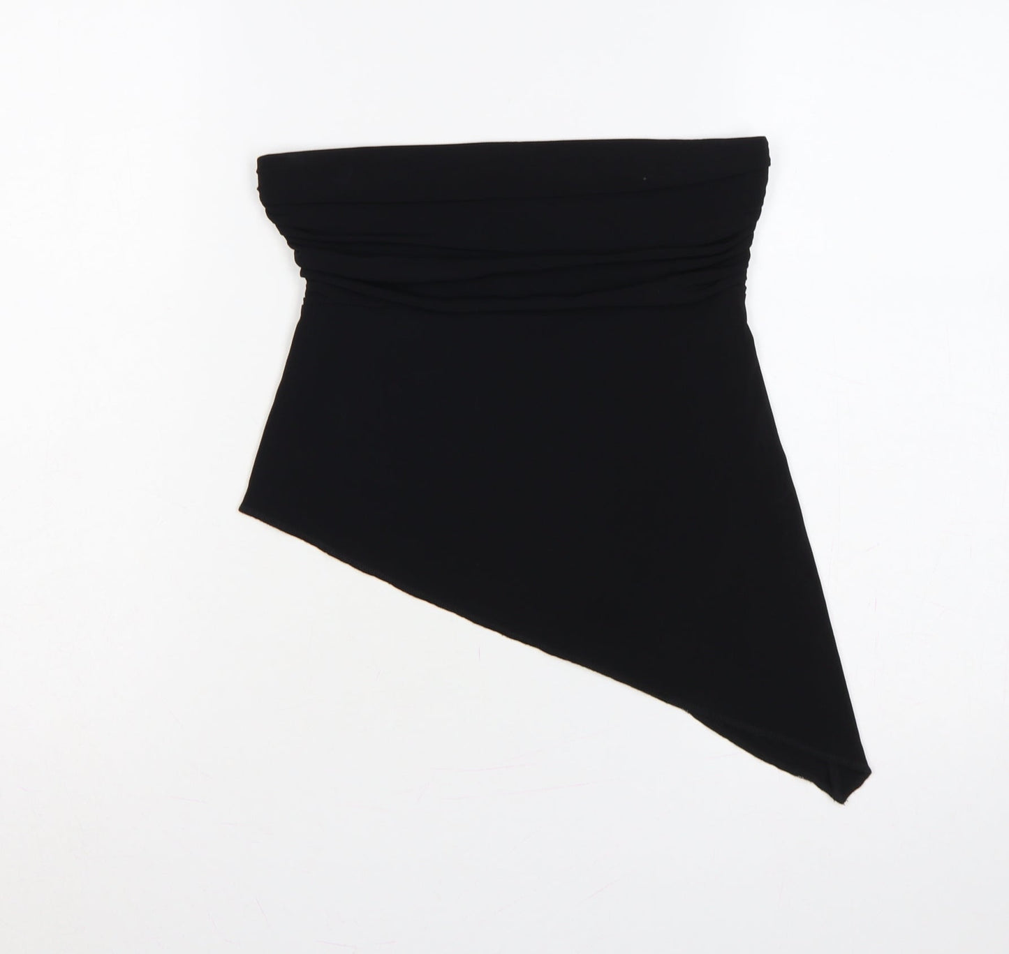 Urban Outfitters Women Black S Strapless Asymmetric Ruched Crop Top