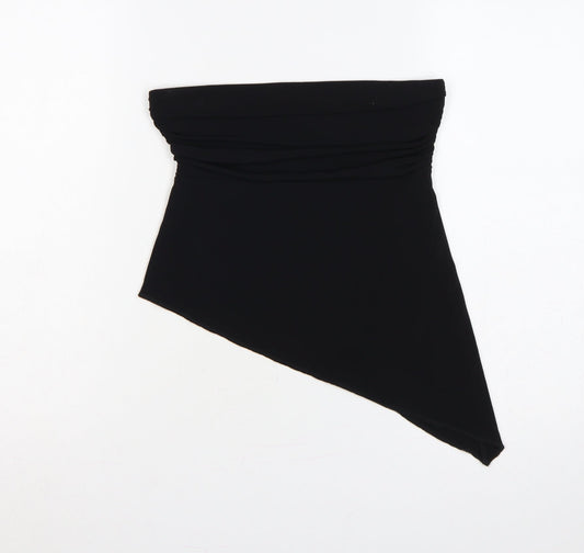 Urban Outfitters Women Black S Strapless Asymmetric Ruched Crop Top