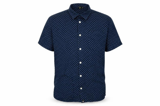 Admiral Men’s Navy Polka Dot Cotton M Short Sleeve Button-Up Shirt