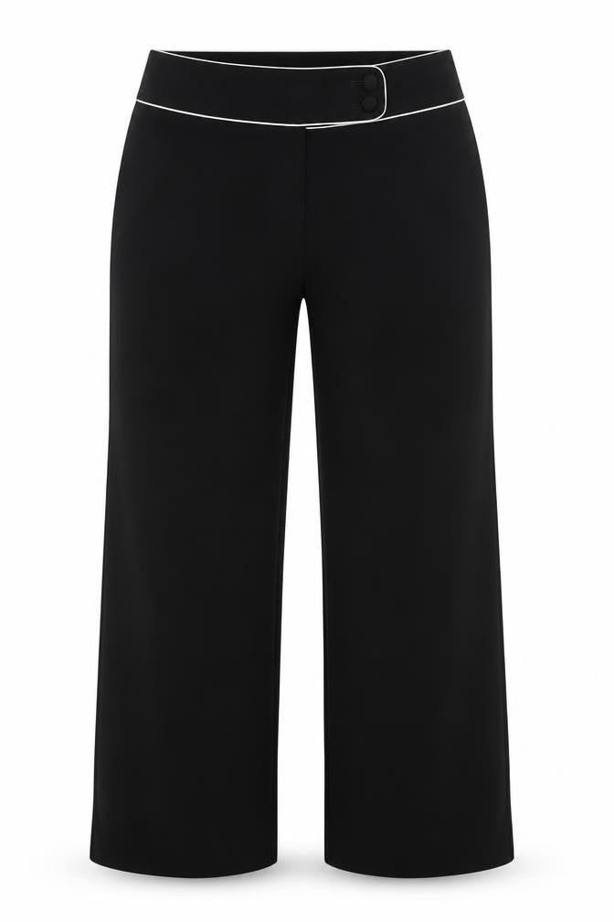 Front view of Dorothy Perkins Women Black UK 12 Wide-Leg Dress Trousers