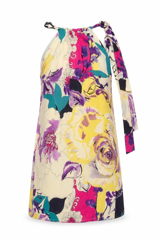Coast Women Multicoloured Size 14 Silk Floral Halterneck Shift Dress