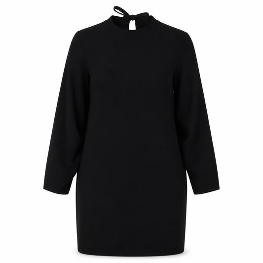 Zara Woman Black Size M Sheath Knee Dress Balloon Sleeves Tie Neck