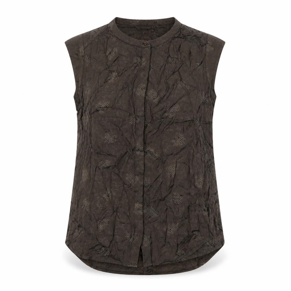 Monsoon Women Brown UK 14 Floral Embroidered Cap Sleeve Blouse