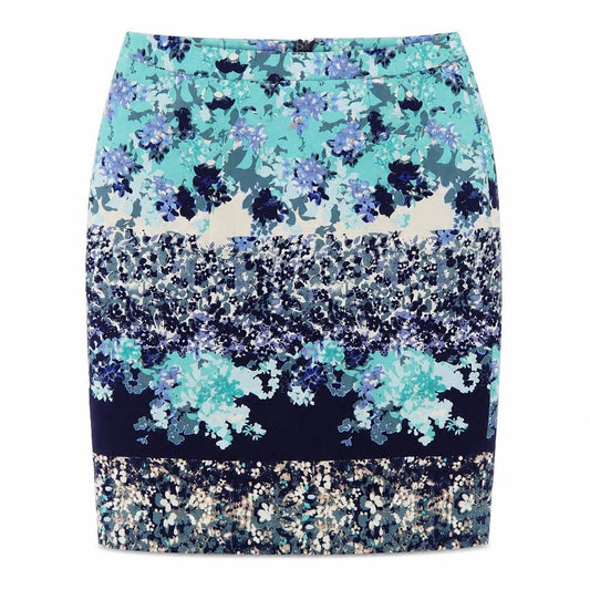 Laura Ashley Women Blue Floral Pencil Skirt UK 12 Lined