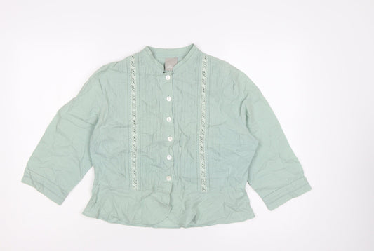 Poetry Women Green UK 14 Cotton Embroidered 3/4 Sleeve Blouse