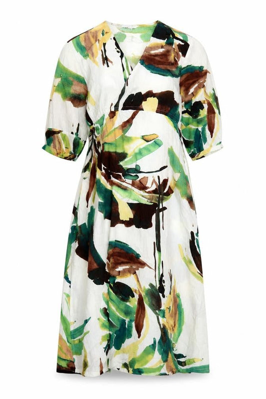 Next Women Multicoloured UK 14 Floral Wrap Midi Kimono Sleeve Dress