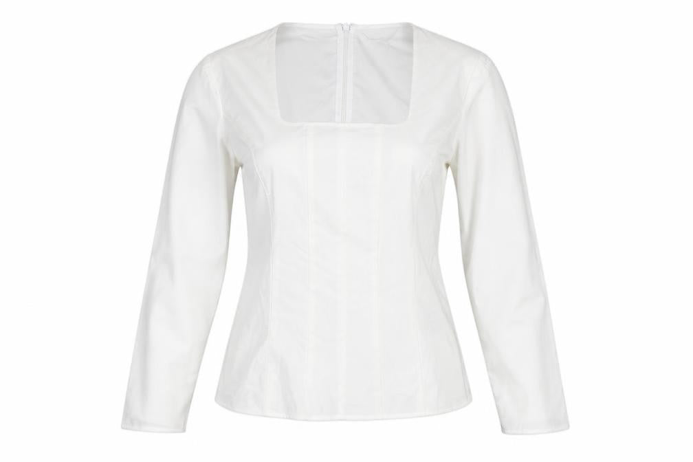 Marks & Spencer Women White UK 16 Ruffle Front Long Sleeve Blouse
