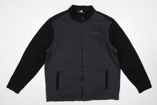 Calvin Klein Men Grey 2XL Full Zip High Neck Logo Sweatshirt