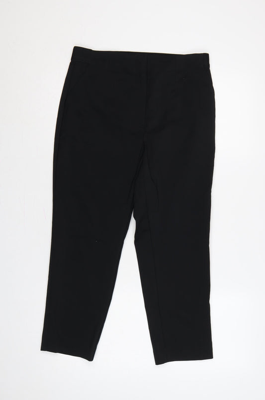 Marks & Spencer Women Black UK 12 Straight Leg Dress Trousers Pockets