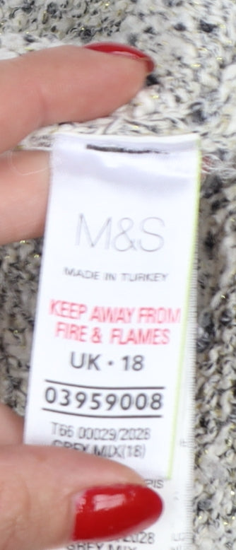 Marks and Spencer Women Grey UK 18 Chunky Knit Raglan Jumper
