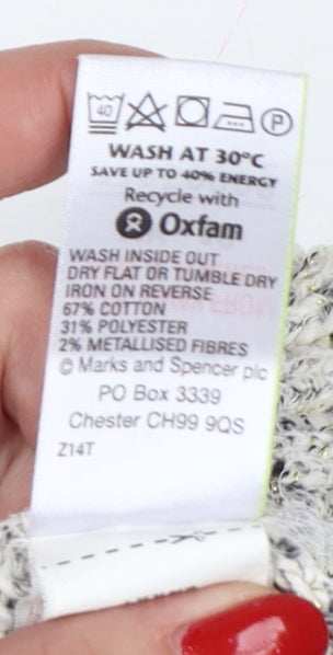 Marks and Spencer Women Grey UK 18 Chunky Knit Raglan Jumper