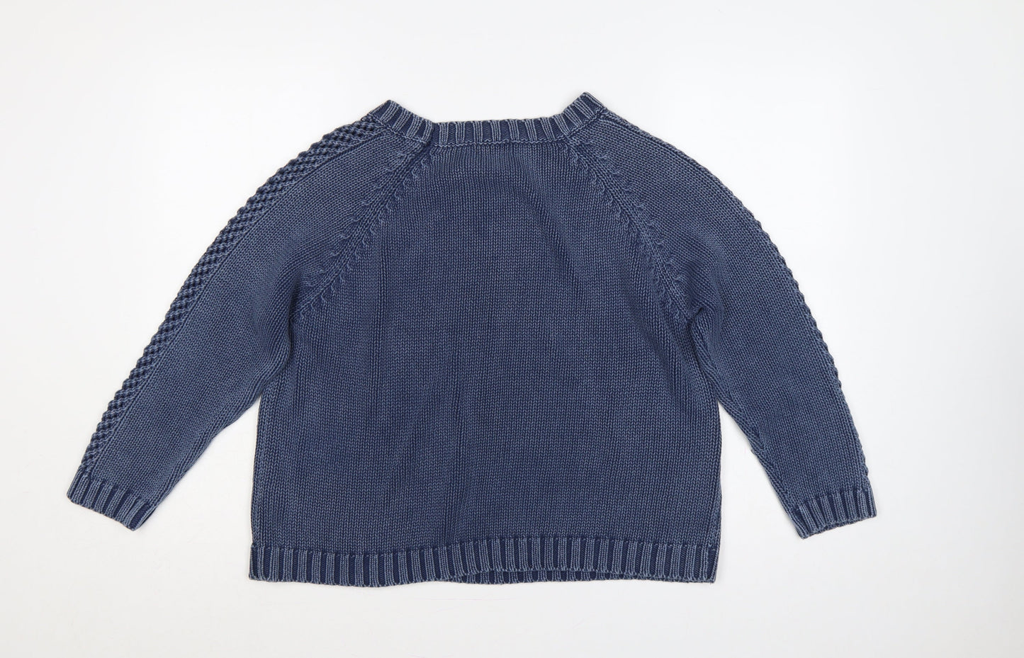 M&S Women Blue UK 18 Cable Knit Cotton Pullover Jumper