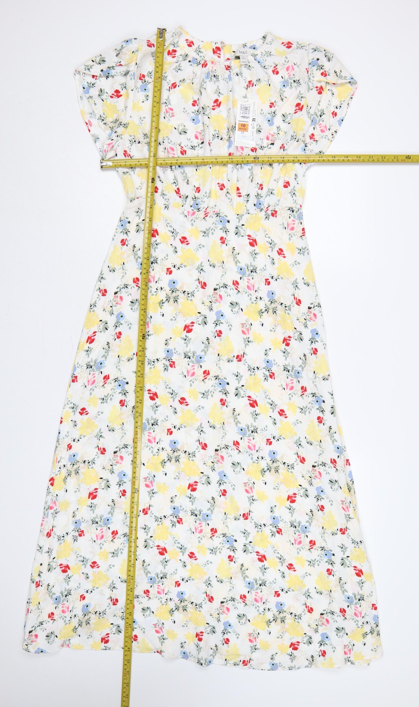 M&S Women’s Multicoloured Floral Midi Fit & Flare Dress UK 10 Petite