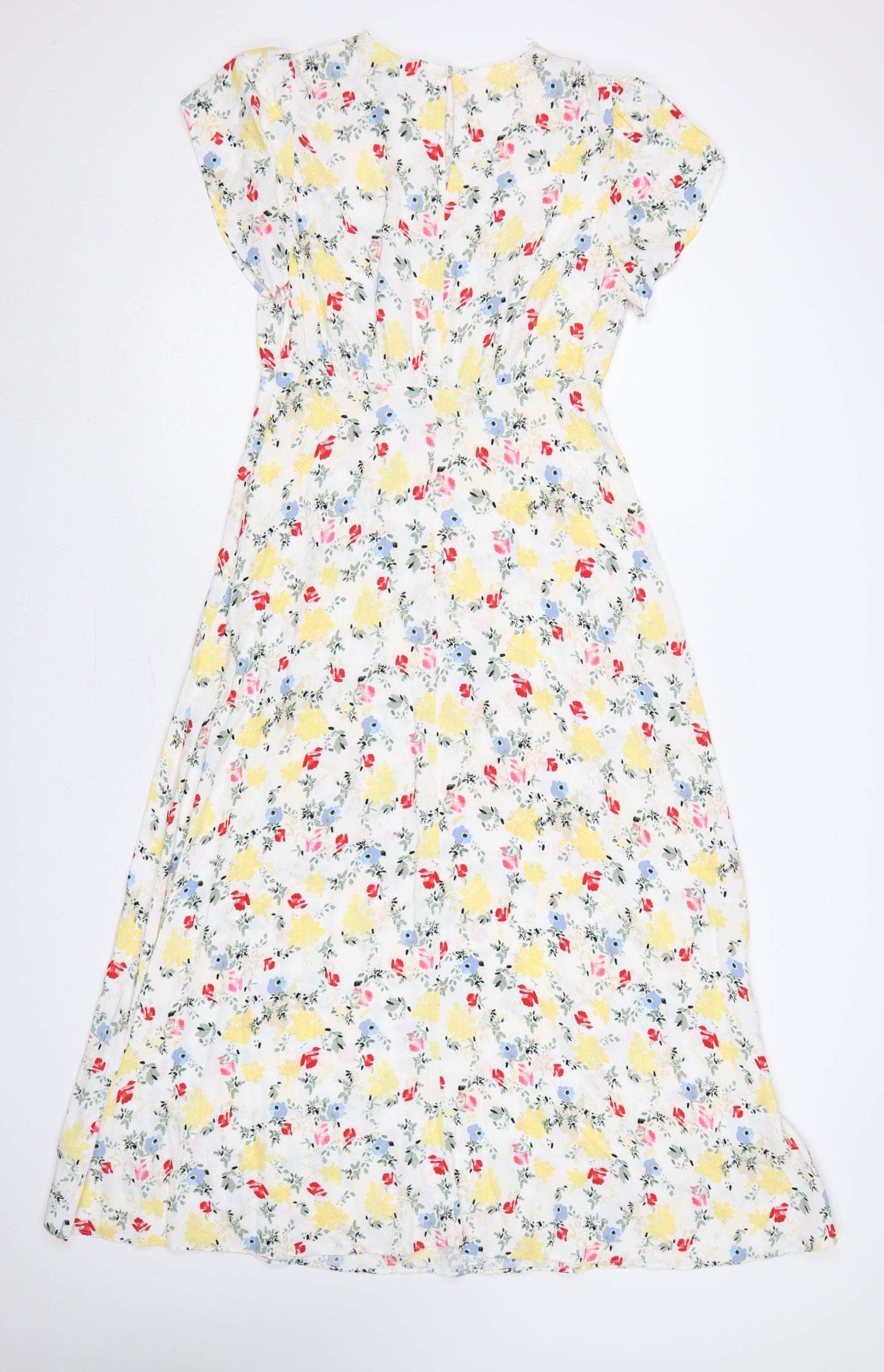 M&S Women’s Multicoloured Floral Midi Fit & Flare Dress UK 10 Petite