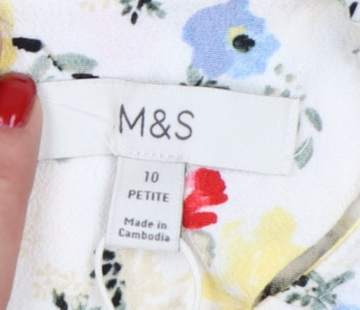 M&S Women’s Multicoloured Floral Midi Fit & Flare Dress UK 10 Petite