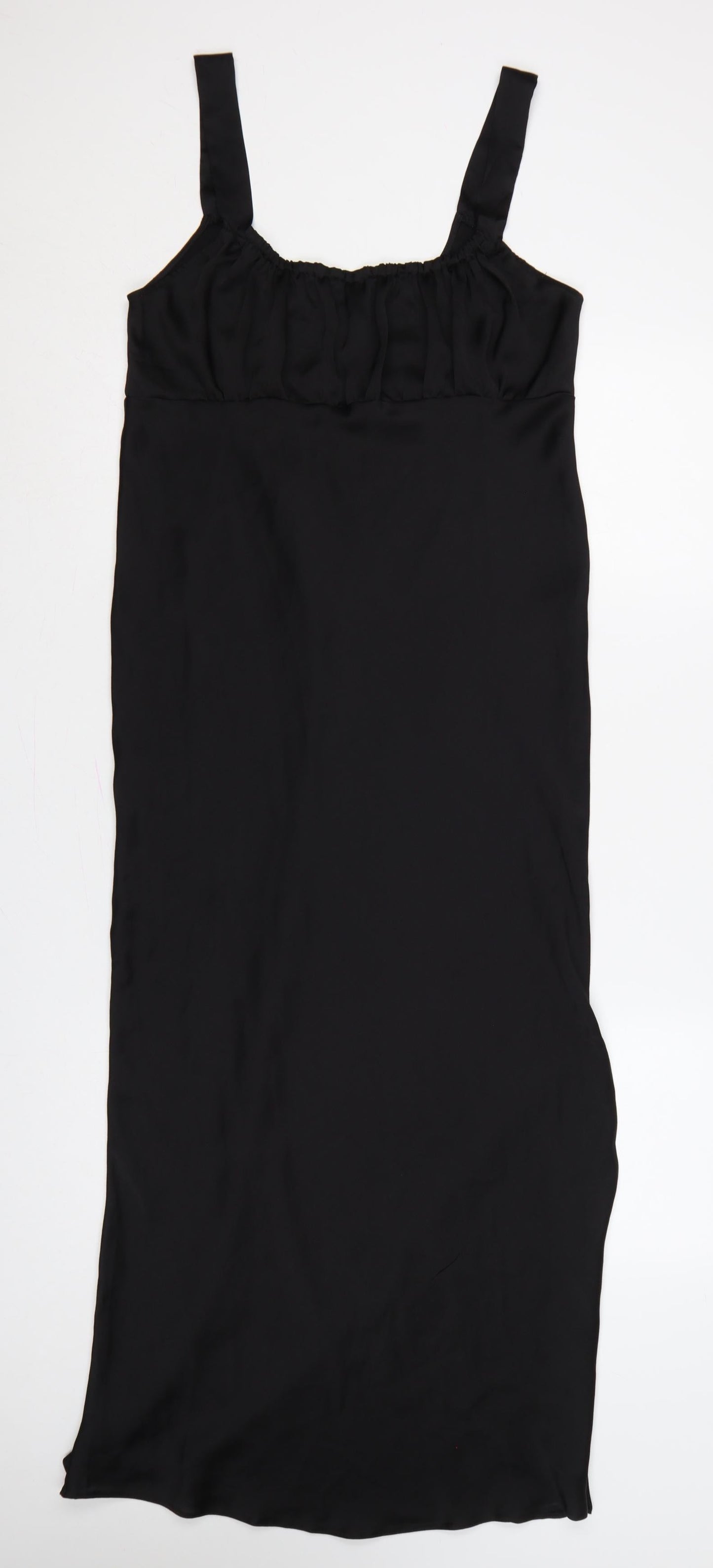 ASOS Design Women Black UK 12 Long Sleeveless Slip Dress