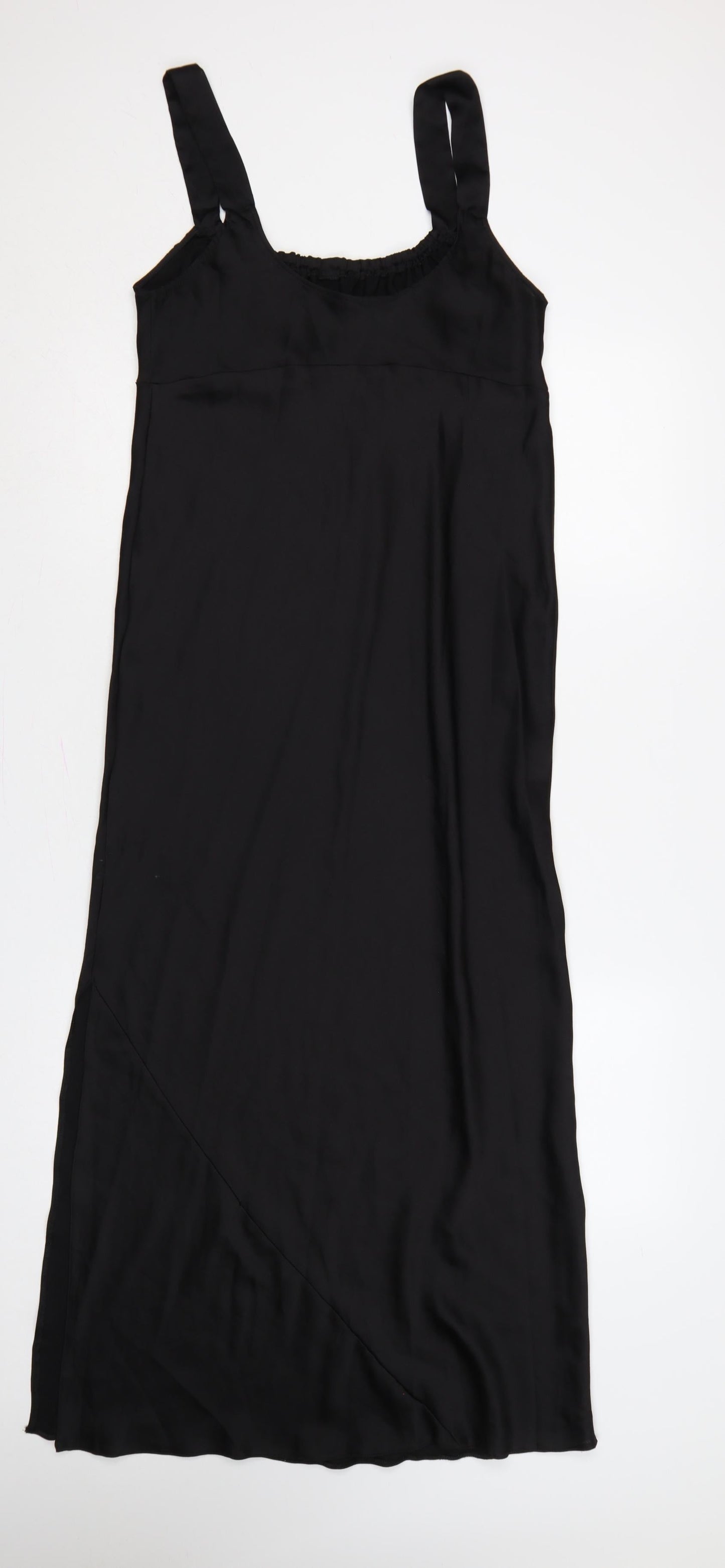 ASOS Design Women Black UK 12 Long Sleeveless Slip Dress
