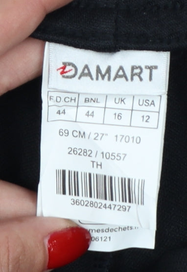 Zamart Women’s Black UK 16 Straight Leg Elastic Waist Trousers