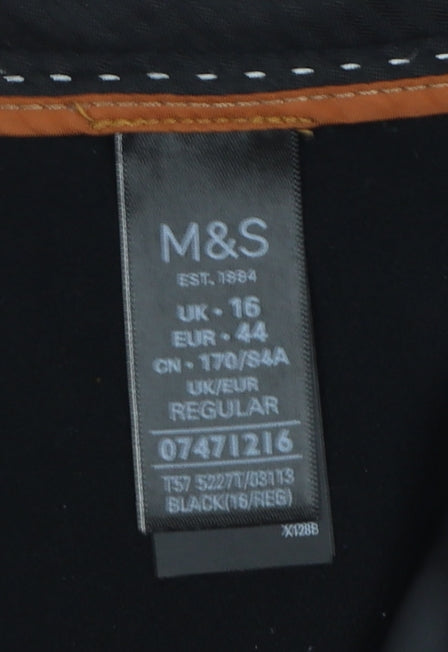 Marks and Spencer Women’s Black UK 16 Regular Straight Dress Trousers