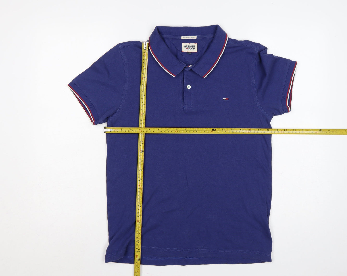 Hilfiger Denim Men's Blue L Short Sleeve Logo Polo Shirt