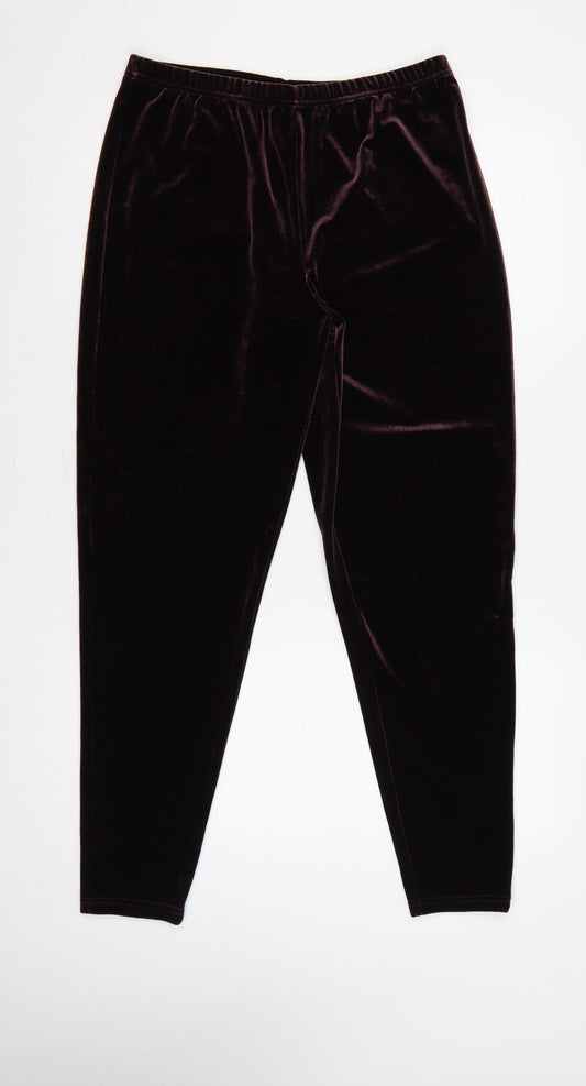 Esprit Women Brown M Velvet Stretch Elastic Waist Leggings
