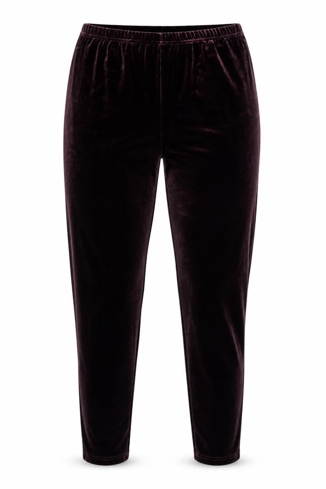 Front view of ESPRIT Women Brown M Velvet Stretch Elastic Waist Leggings