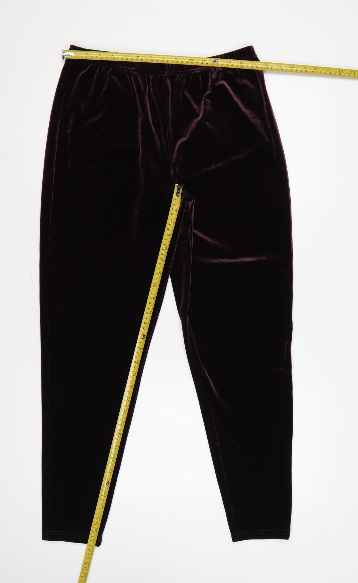 Back view of ESPRIT Women Brown M Velvet Stretch Elastic Waist Leggings