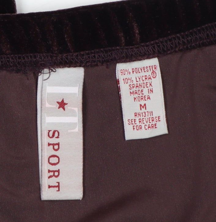 Brand and care label for ESPRIT Women Brown M Velvet Stretch Elastic Waist Leggings