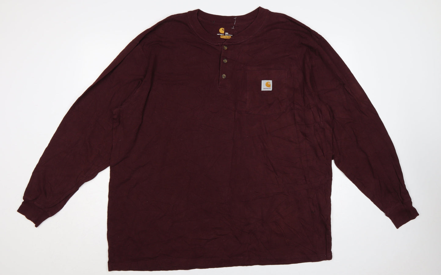 Carhartt Men’s Brown 2XL Original Fit Heavyweight Long Sleeve Henley T-Shirt