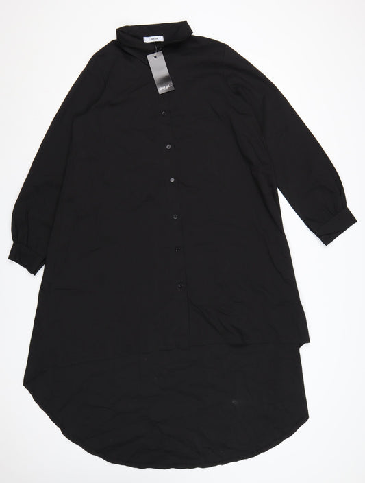 Cappellini Women Black One Size Longline Oversized Shirt Dress