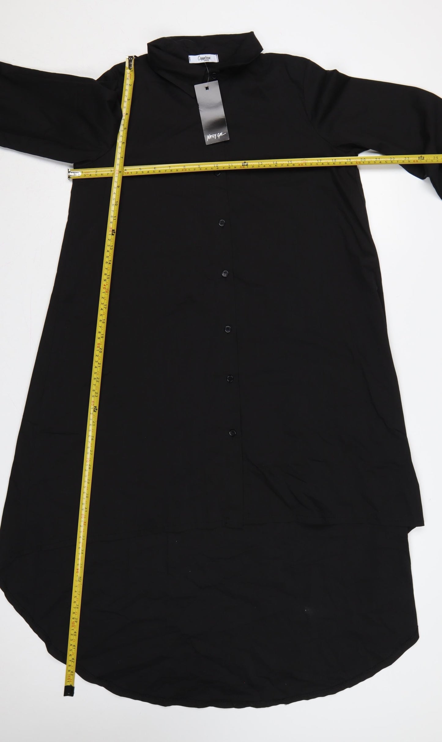 Cappellini Women Black One Size Longline Oversized Shirt Dress
