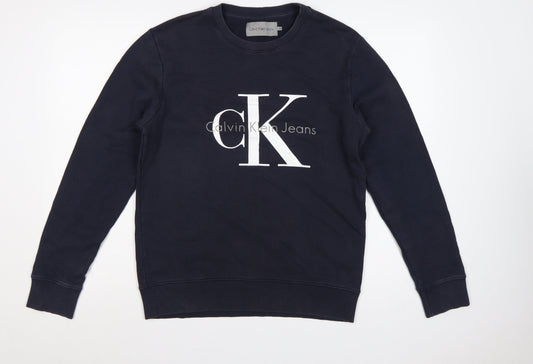 Calvin Klein Jeans Men’s Navy M Logo Graphic Crew Neck Sweatshirt