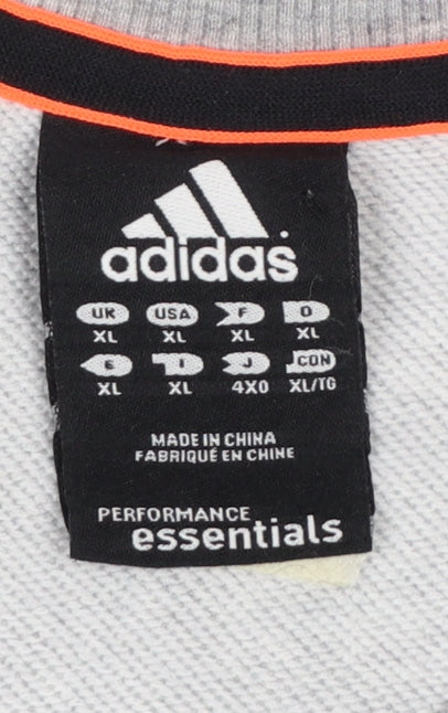 Adidas Men’s Grey XL Pullover Sweatshirt 3 Stripe Climalite Logo