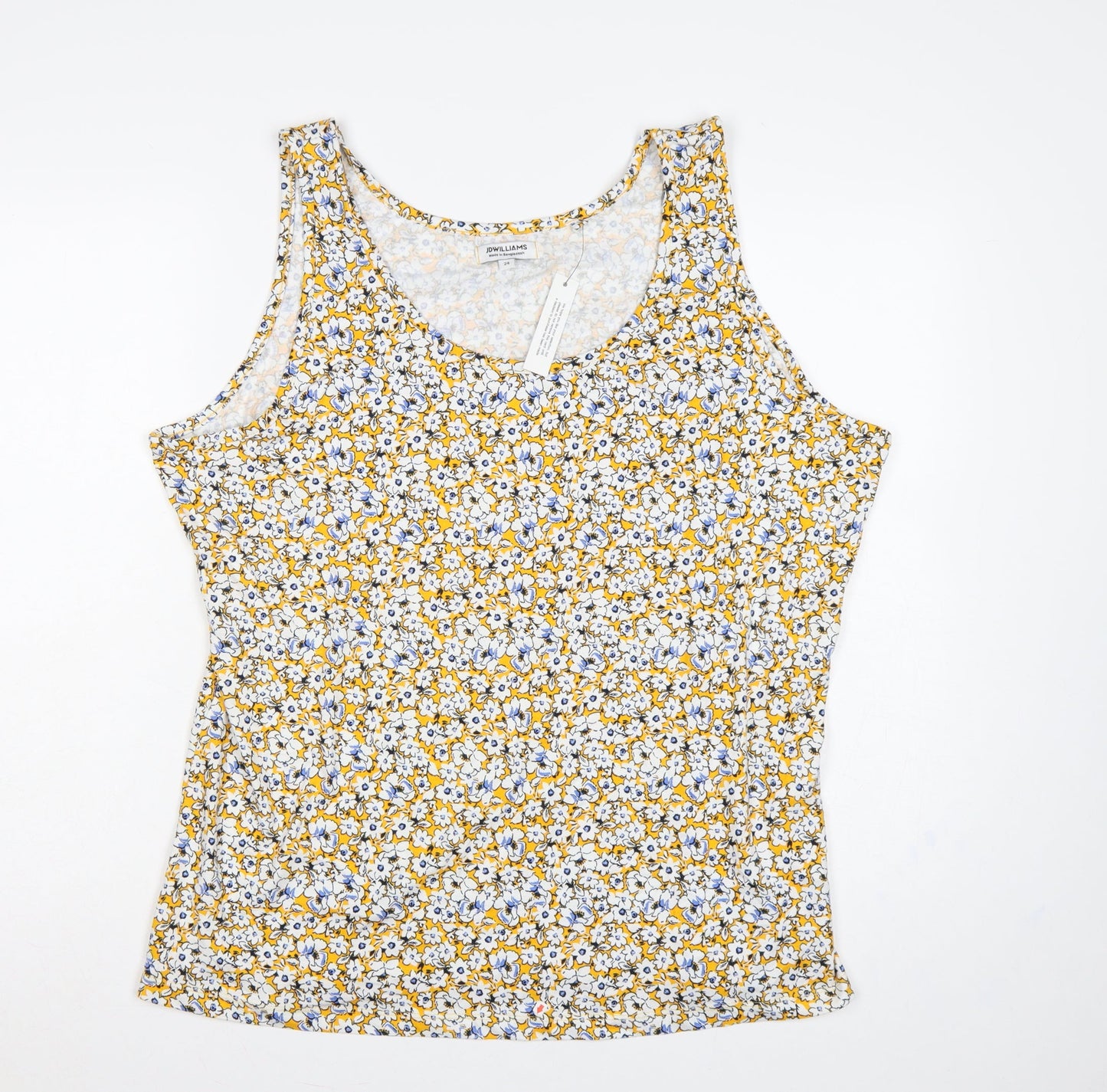 JD Williams Women Yellow Floral Cotton Tank Top UK 24 Sleeveless