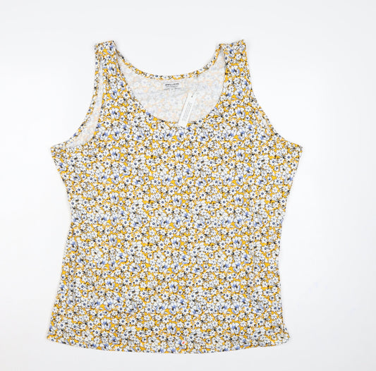 JD Williams Women Yellow Floral Cotton Tank Top UK 24 Sleeveless